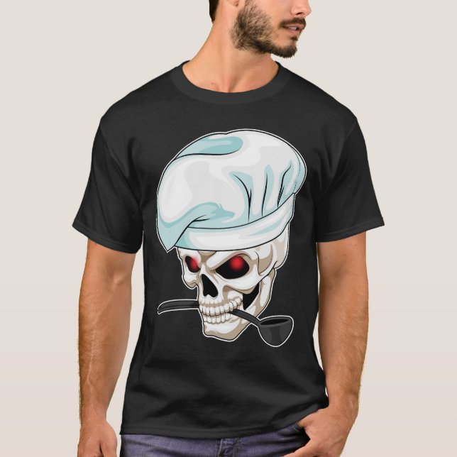 Skull Chef Cooking-sked T Shirt (Framsida)
