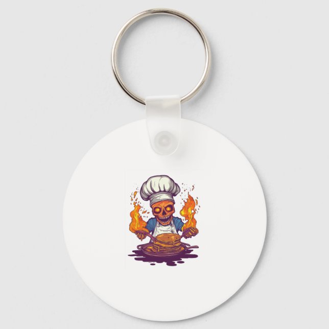 Skull Chef Galenhet � Funny Cooking Skeleton Nyckelring (Framsida)