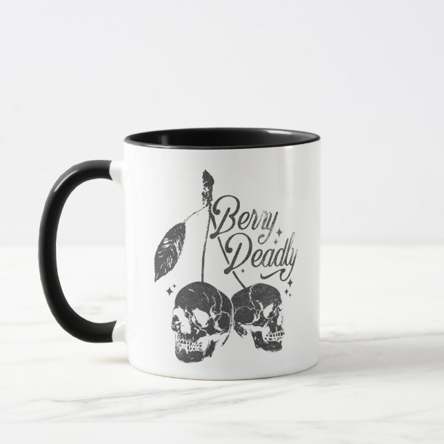 Skull Cherry Spooky och Sweet Gothic Halloween Mugg (Vänster)