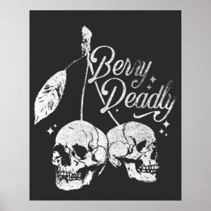 Skull Cherry Spooky och Sweet Gothic Halloween Poster