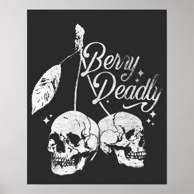 Skull Cherry Spooky och Sweet Gothic Halloween Poster (Framsidan)