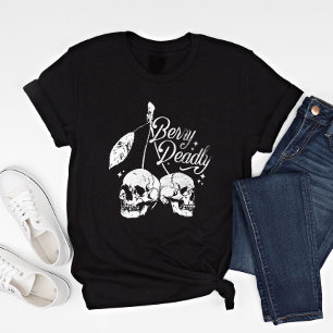 Skull Cherry Spooky och Sweet Gothic Halloween T Shirt