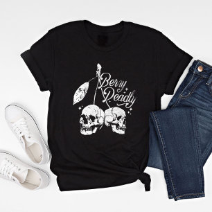 Skull Cherry Spooky och Sweet Gothic Halloween T Shirt
