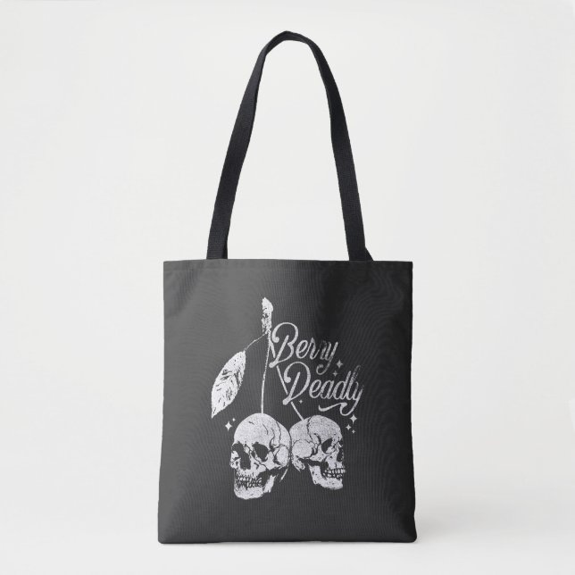 Skull Cherry Spooky och Sweet Gothic Halloween Tygkasse (Framsida)