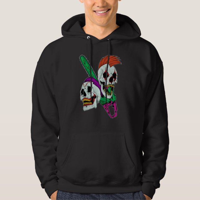Skull Clowns Chainsee Horror Clowner Hoodie (Framsida)