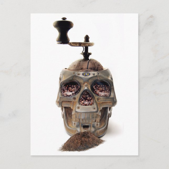 Skull Coffee Grinder Vykort (Framsida)