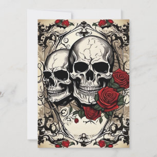 Skull Couple och Ro Gothic Elegance Bröllop Inbjudningar