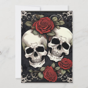 Skull Couple och Ro Gothic Elegance Bröllop Inbjudningar