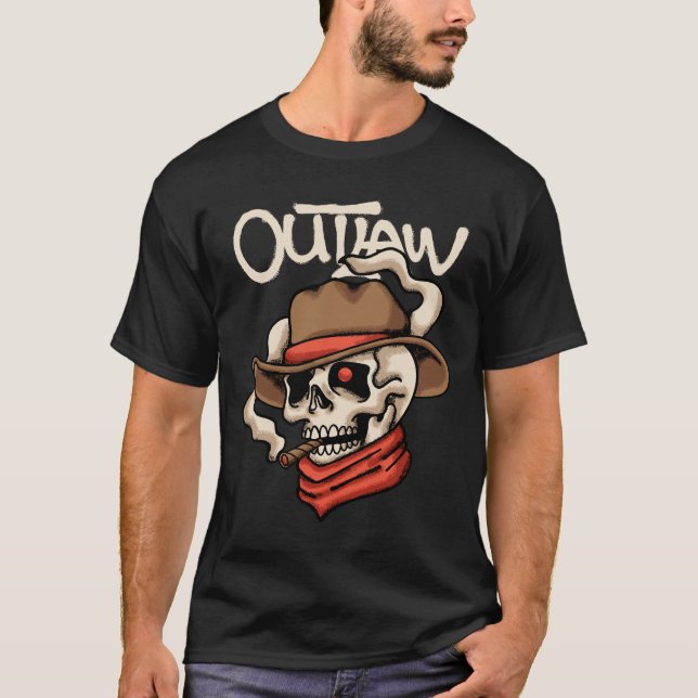 Skull Cowboy Smoking streetwear T Shirt (Framsida)