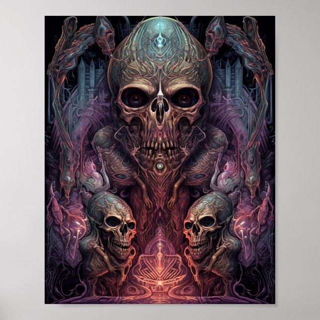 Skull Creepy Surreal Horror Art Poster (Framsidan)