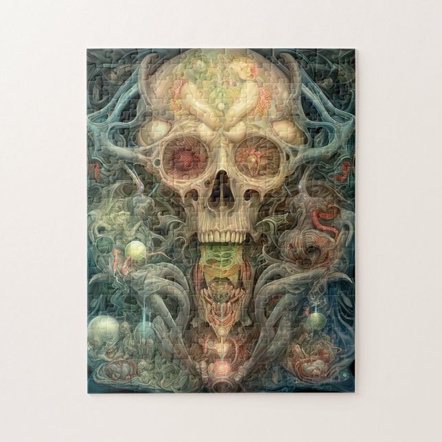 Skull Creepy Surreal Horror Art Pussel (Vertikal)