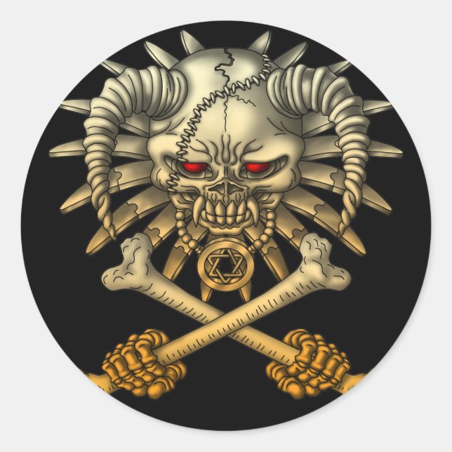skull cross runt klistermärke (Framsida)