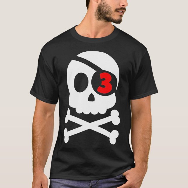 Skull & Crossbone Pirat 3:e födelsedagsbojor Kids  T Shirt (Framsida)