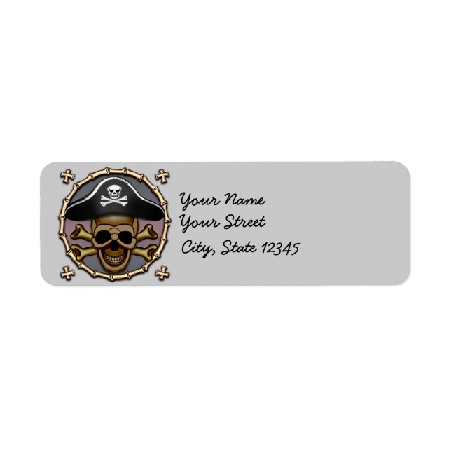Skull Crossbone Pirat Returadress Etikett (Framsidan)
