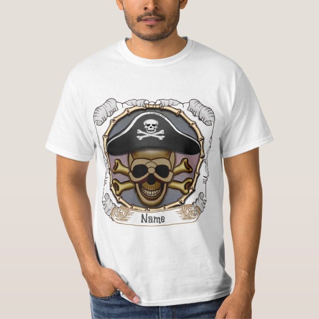 Skull Crossbones Pirate T Shirt (Framsida)
