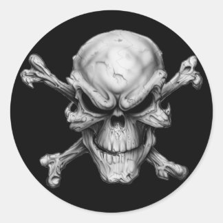 Skull Crossed Bones Runt Klistermärke