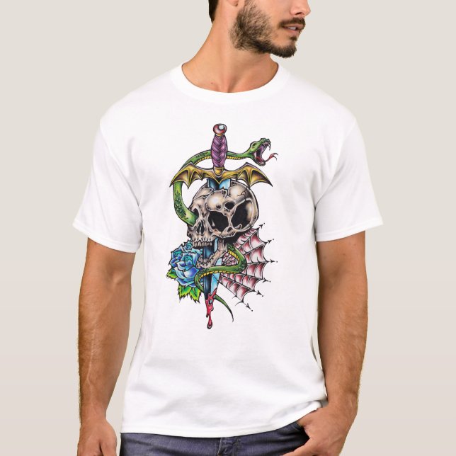 Skull & Dagger Tattoo T-shirt (Framsida)