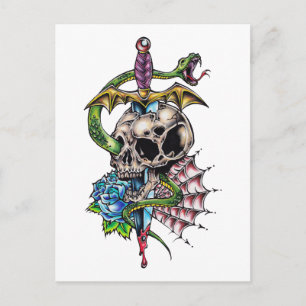 Skull & Dagger Tattoo Vykort