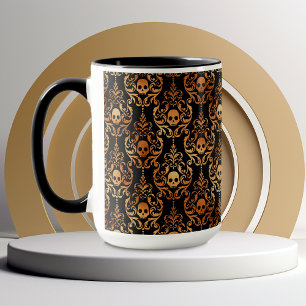 Skull Damask Halloween Mugg