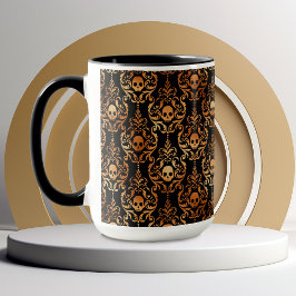 Skull Damask Halloween Mugg