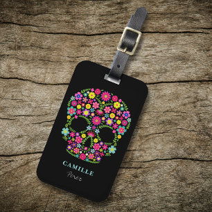 Skull Day of the dead halloween fest Bagagebricka
