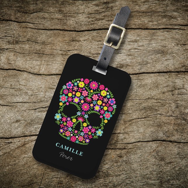 Skull Day of the dead halloween fest Bagagebricka (Skapare uppladdad)