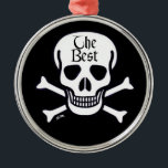 Skull den bästa medalj metall-prydnaden julgransprydnad metall<br><div class="desc">Skull,  Bästa medaljen är avsedd för skallsamlare,  spelspelare eller någon som har borta över och bortom att gilla döskallar. Det bästa vad? Det är upp till dig. Skullmedalj är en del av Skulls serie i Bones och är Steamy Raimon original art och calligraphy.</div>
