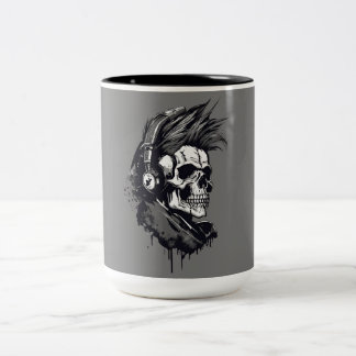Skull designe punk Triageshop designe Två-Tonad Mugg