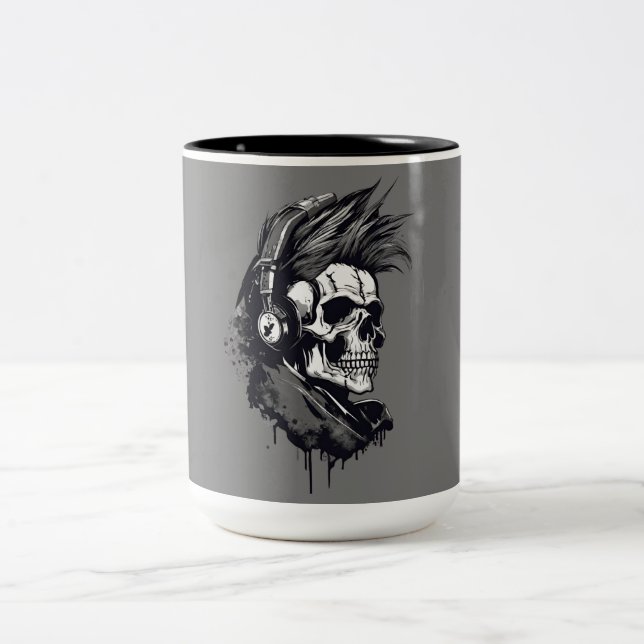 Skull designe punk Triageshop designe Två-Tonad Mugg (Center)