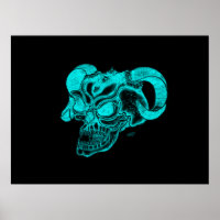 Skull Devil Head Black and Green Design