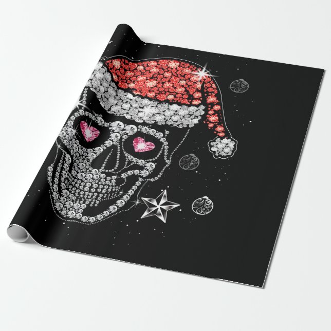 Skull Diamond med jultomten Pajama Julafton Presentpapper (Utrullad)