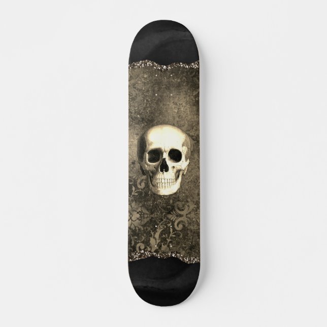 Skull Distress Gothic Glam Mini Skateboard Bräda 18,5 Cm (Framsida)