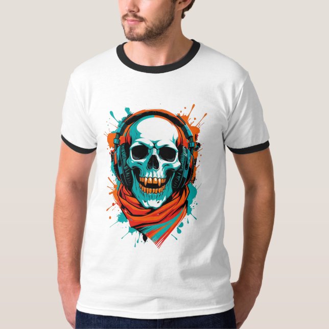 Skull DJ-hörlurar - Street Art Vibe Music Tee (Framsida)