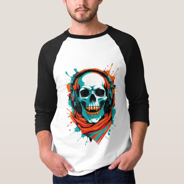 Skull DJ-hörlurar - Street Art Vibe Music Tee (Framsida)