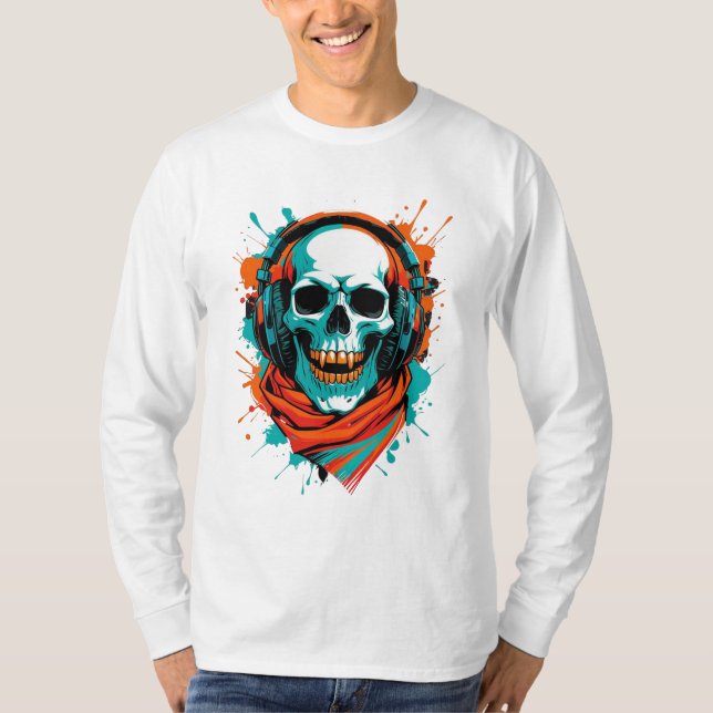 Skull DJ-hörlurar - Street Art Vibe Music Tee (Framsida)