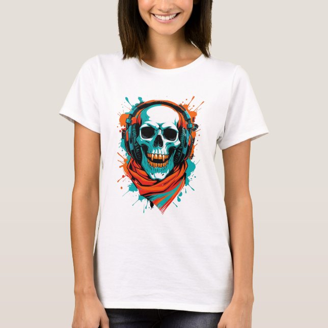 Skull DJ-hörlurar - Street Art Vibe Music Tee (Framsida)