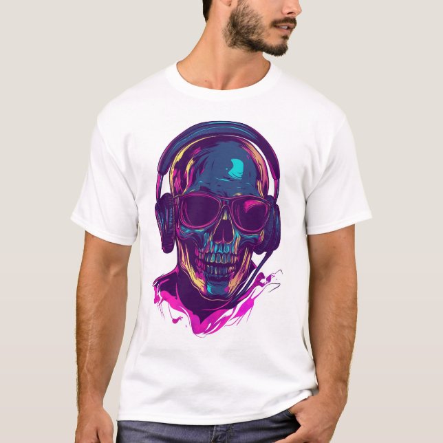 Skull DJ Vibes T Shirt (Framsida)