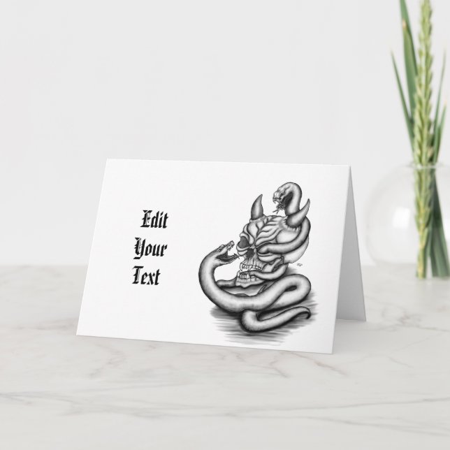 Skull - Djävulen huvud med orm Inbjudan (Framsida)