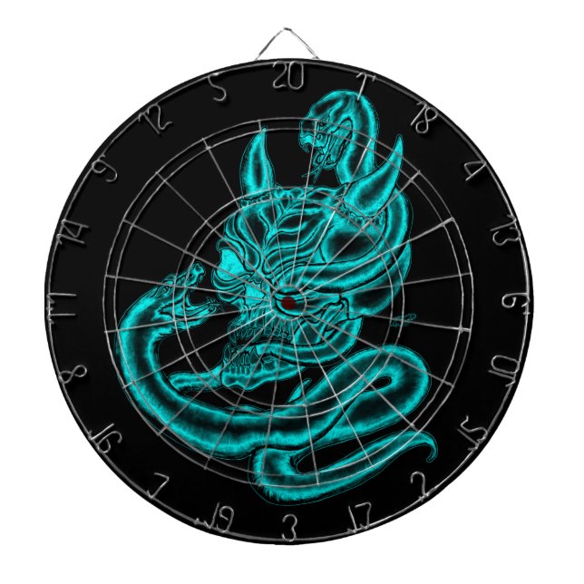 Skull - Djävulen huvud med orm Piltavla (Framsidan)