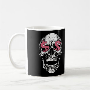 Skull & Dollar Eyes Mugg – Mörka Pengar Vibes