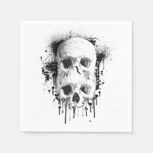 Skull Drip Svart bläck Grafisk Pappersservett