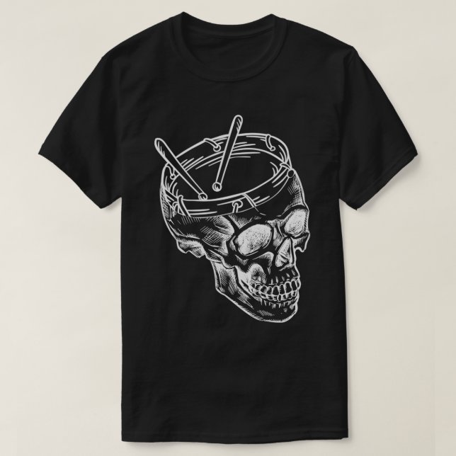 Skull Drummer Drums Drumming Drumset Snare Musicia T Shirt (Design framsida)