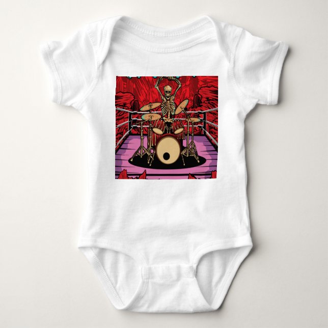 Skull Drummer: Wrestler Ring Illustration T Shirt (Framsida)