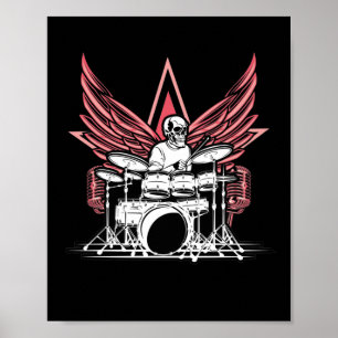Skull Drums Drummer Musician Drumsticks Poster