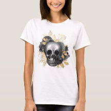 Skull en bukett av vintage ro faux guld foliage
