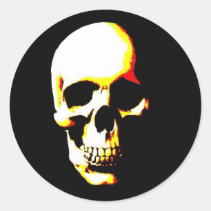 Skull Fantasy Art Rocker Round Sticker Runt Klistermärke