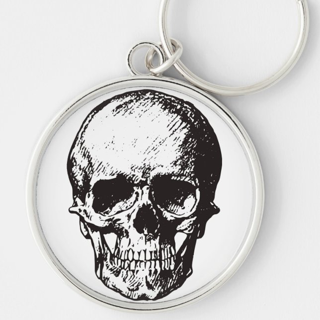 Skull Fantasy Art Sten Punk Heavy Metall Rund Silverfärgad Nyckelring (Framsidan)