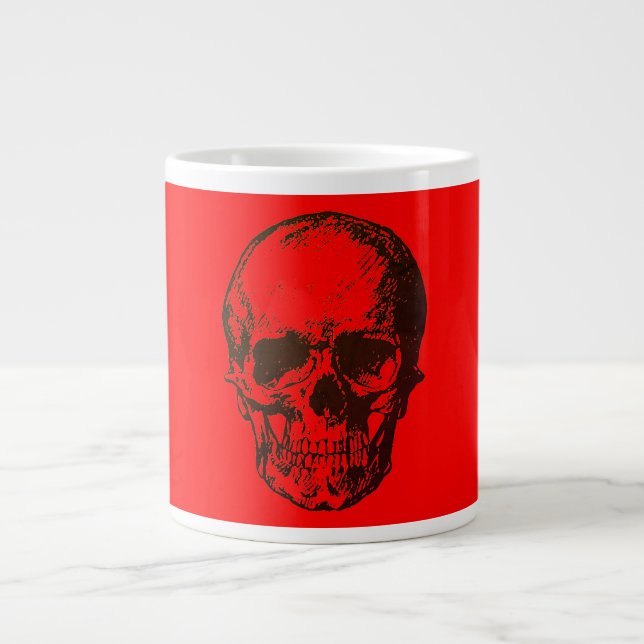 Skull Fantasy Pop Art Sten Punk Heavy Metall Red Jumbo Mugg (Framsidan)