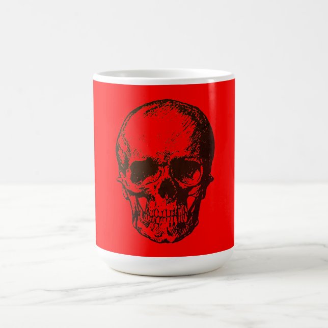 Skull Fantasy Pop Art Sten Punk Heavy Metall Red Kaffemugg (Center)