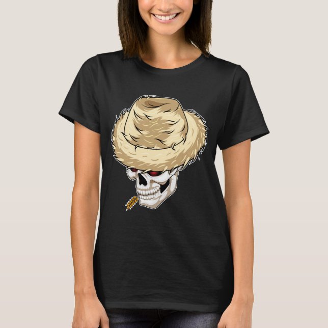 Skull Farmer Wheat T Shirt (Framsida)